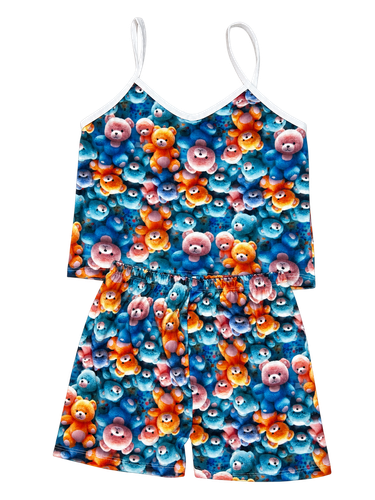 ست تاپ و شورتک تدی خرسی فانتزی زنانه ودخترانه🧸�